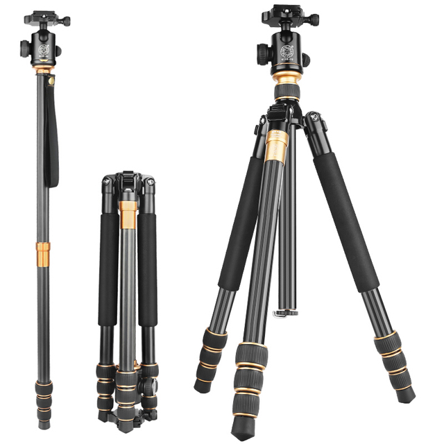 Qzsd Q999c Monopod Carbon Fiber Ball Head Portable Detachable Changeable Traveling Tripod  For Slr Camera Dslr Camcorder