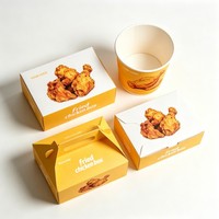 Boîte d'emballage alimentaire à emporter biodégradable avec logo personnalisé, boîte en papier pour hamburger, boîte pour frites, boîte pour nuggets de poulet