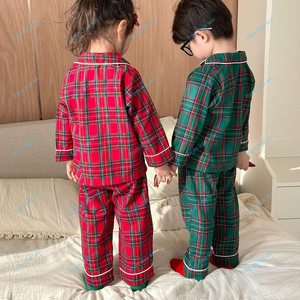 Noël personnalisé famille correspondant à manches longues revers rouge et vert flanelle tartan bébé garçons et filles ensemble de pyjamas - Product Image 2