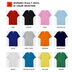 WUHOWU Spot Sale 200GSM Oversize Men's Short Sleeve T-shirt Custom Logo Design 12 Colours Selection 100% Cotton Read To Ship