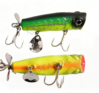 Leurre de pêche artificiel Popper 75mm 13.5g en ABS rigide imprimé, nageur avec paillettes, pour eaux peu profondes, pour la pêche au bar en lac et en rivière, yeux 3D
