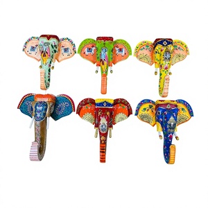 SwamiG TradeX Handcrafted Wooden <b>Elephant</b> Head Art Deco Wall Sculpture (Vertical Design Traditional Indian Art)-Living Room - Product Image 1