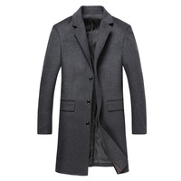Manteau d'hiver en laine pour homme, couleur unie, poche simple, Camel, Trench Long pour homme, pardessus