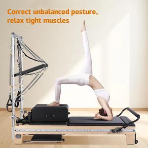 Reformer de Pilates Commercial avec Tour Demi-<span class=keywords><strong>Trapeze</strong></span> et Système <span class=keywords><strong>Trapeze</strong></span> Complet, Lit de Pilates Ajustable pour Entraînement de Force du Corps Entier, Portable en Bois - Product Image 3