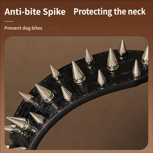 Collar para perro de alta resistencia con remaches, protector de cuello, anti-mordeduras, diseño de arco ancho, con púas de imitación de piel de cocodrilo y cierre de hebilla, éxito de ventas transfronterizo - Product Image 4