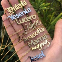 Collier Personnalisé avec Lettre, Bijou Islamique Musulman Calligraphie Arabe Alphabet Nom Anglais, Pendentif en Acier Inoxydable 316L