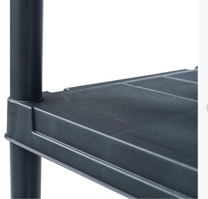 Heavy-Duty Boltless Assembly Black <strong>Plastic</strong> Four-Tier Rack <strong>Shelves</strong> Free-Standing and Stackable Display for <strong>Garage</strong> Storage - Product Image 2