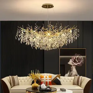 Lustre de galhos de árvore feito sob encomenda, decoração de luxo, sala de estar k9, lobby de cristal, moderno, luminária pingente de cristal