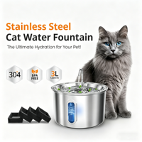 Fontaine à eau pour chat en acier inoxydable de 3,2 L, distributeur d'eau automatique pour chats et chiens, bol distributeur pour animaux de compagnie