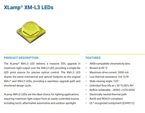 ไฟฉาย5050แบบเทอร์โมอิเล็กทริกแบบแยกได้ไฟ LED พื้นผิวทำจากทองแดง5050SMD XML3 XMLDWT-00-0000-0000U20E2 - Product Image 4