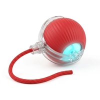 Balle teaser chat automatique jouet interactif roulant a mordiller lumineux silicone avec corde chats interieur