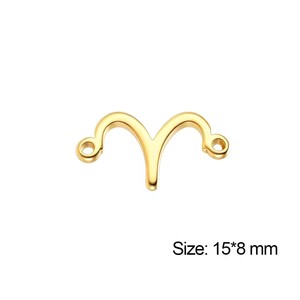 Zodyak Burcu Tılsımlı Takı Yapımı Paslanmaz Çelik PVD Altın Kaplama 12 Burç Çift Delikli Kolye Doğum Günü Hediyesi - Product Image 6
