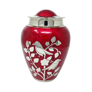 โกศบรรจุอัฐิสีชมพูประดับเงินรูปนก สำหรับผู้ใหญ่ ทำด้วยมือจากทองเหลืองแท้สำหรับบรรจุอัฐิมนุษย์ - Product Image 4