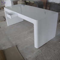 Bureau de direction moderne personnalisé, poste de travail en pierre de surface solide blanche, en forme de U, monoplace, table de bureau écologique