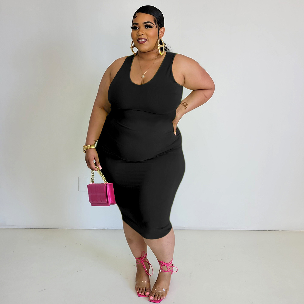 Summer Dress Fashion Sexy Plus Size Clothes Round Neck Sleeveless Solid Color Tank Top Dress| Alibaba.com Summer Dress Fashion Sexy Plus Size Clothes Round Neck Sleeveless Solid Color Tank Top Dress| Alibaba.com