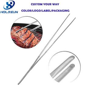 <span class=keywords><strong>Pince</strong></span> à épiler <span class=keywords><strong>en</strong></span> acier inoxydable avec logo personnalisé argent longue ligne droite <span class=keywords><strong>pince</strong></span> à barbecue outil de cuisine 30cm - Product Image 3