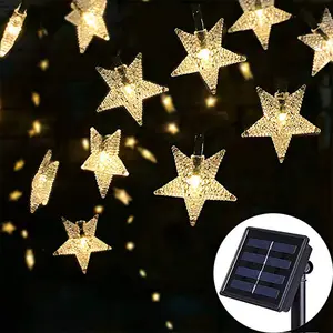 क्रिसमस एलईडी गार्डन आउटडोर पैनल रस्सी संचालित परी दरवाजा घर सौर स्ट्रिंग प्रकाश