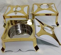 Ensemble de casseroles isothermes carrées de luxe 3 pièces 4L 5L 6L, chauffe-plats avec base dorée pour la restauration de mariage