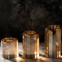 Porte-bougie cylindrique en cristal K9 facetté de luxe Ziao pour centre de table de mariage moderne