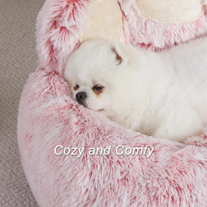 Vente en gros de beignets en peluche doux mignons de luxe personnalisés chat chien lit rond avec oreille - Product Image 5
