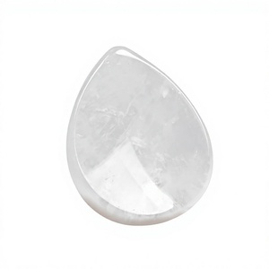 Natural Clear Quartz Teardrop Thumb <b>Worry</b> <b>Stone</b> 45x35mm Polished Hand Carved Crystal Palm <b>Stone</b> for Meditation Gift ALIZA AGATE - Product Image 1