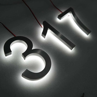 Numéros de porte en métal brossé pour hôtel, maison, entreprise, numéros LED personnalisés en acier inoxydable rétroéclairés, numéros de porte illuminés