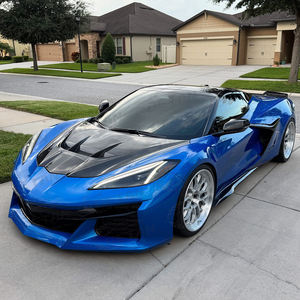 Kap depan gaya ZR1 serat kaca hitam mengkilap, 2019 konversi C8 Corvette Stingray C8 e-ray Z06 - Product Image 4