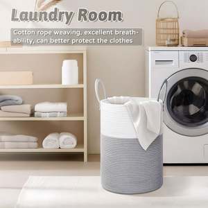 Panier de rangement bohème en jacinthe d'eau, de qualité supérieure, pour la maison, corbeille à pain, panier à fruits en céramique tressé, panier à linge pliable, pour le déménagement - Product Image 2