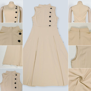 S10993 Trendy Summer Dresses Women Casual Elegant High Waist Stand Collar Sleeveless Office Lady Dress for Women With Button - Product Image 6