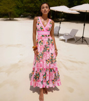 Maillot de bain une pièce JSN 2026 personnalisé à imprimé floral pour femme, décolleté plongeant, avec robe de bain, maillot de bain sexy dos nu, tenue de plage pour femmes