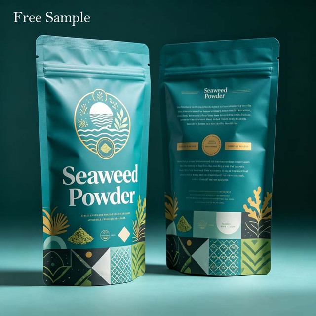 Custom Stand up Pouch Food Grade Aluminum Foil Zipper Moisture Light Barrier Packaging for Seaweed Powder Storage