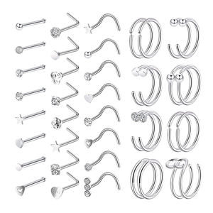 En gros 925 En Argent Sterling Plaqué Or Anneaux de Nez Goujons <span class=keywords><strong>Piercing</strong></span> Bijoux Anneau de Nez Cerceau Vis Pour Femmes Hommes - Product Image 2