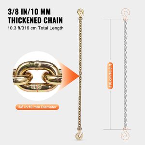 G80 Binder Chain 3/8 \ "X 10,3 '7100 Lbs Atar Cadena de remolque con dos ganchos - Product Image 4