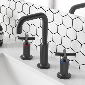 Латунный Смеситель для раковины с 3 отверстиями, широкое применение в ванной комнате 8 дюймов, матовый никелевый кран на раковину с 2 ручками - Product Image 3