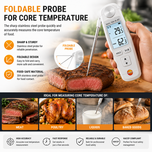 Termómetro Digital para Alimentos Testo 104-IR BT con Pantalla LCD, Resolución <span class=keywords><strong>de</strong></span> 0.1°C, Medición Infrarroja, Sonda Plegable para <span class=keywords><strong>Temperatura</strong></span> HACCP - Product Image 4