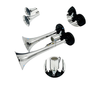 <b>Car</b> Speakers,Air Pump <b>Car</b> <b>Horn</b>, 150dB Dual-Tube Zinc Alloy Air <b>Horn</b>, Air Whistle <b>Horn</b>,12/24V Silver with Solenoid Valve - Product Image 2