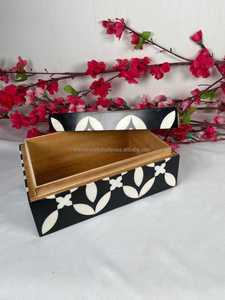 High Quality Bone Inlay MDF Ring Box Attractive Pattern Polished Velvet <b>Resin</b> Jewelry Case Drawstring Carton Export Sale Gift - Product Image 5