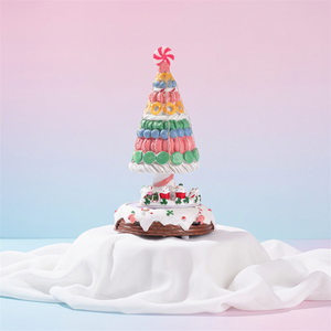 Scatola Musicale Natalizia Girevole in Resina Dipinta a Mano, a Forma di Albero di Natale con Caramelle e Macaron, per Decorazione Tavolo Festiva e <span class=keywords><strong>Villaggio</strong></span> Natalizio - Product Image 6