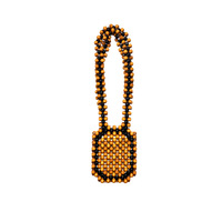 Sac à bandoulière carré tissé à la main en perles de bois vintage au design unique, couleurs contrastées, style bohème, idéal pour le quotidien