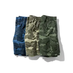 Summer Casual Cargo Shorts for Men Breathable Cotton Twill Woven Multiple Pockets with Logo 6 Multiple Shorts
