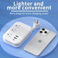Nouvelle conception Mini multiprise intelligente 3 voies 2 ports USB + 1 type-c Charge rapide Prise d'extension Courant nominal 10A