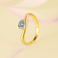 Bague de fiançailles et de mariage pour femme en argent sterling S925 avec diamant Moissanite solitaire taille poire 0,5 ct D VVS