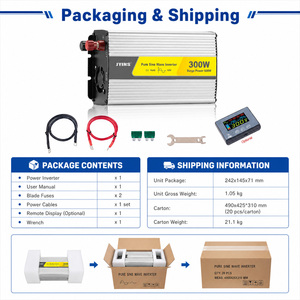 อินเวอร์เตอร์ OEM ODM 300W คลื่นไซน์บริสุทธิ์ 12V 24V DC เป็น 110V <span class=keywords><strong>220V</strong></span> AC สำหรับรถยนต์ ใช้สำหรับการสำรองไฟแบบพกพา - Product Image 4