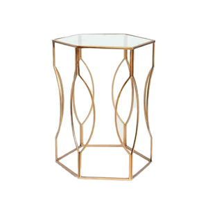Mesa de Centro Hexagonal Moderna y Minimalista con Estante de Almacenamiento y Estructura Metálica, Superficie de Pizarra Antigua para Sala de Estar y Dormitorio - Product Image 1