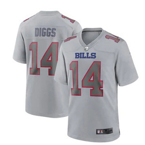 Camiseta Personalizada de los Buffalo Bills, Número 14 Diggs, Gris, Cuello en V, Absorbe la Humedad, Ropa Deportiva para Hombre Adulto - Product Image 1