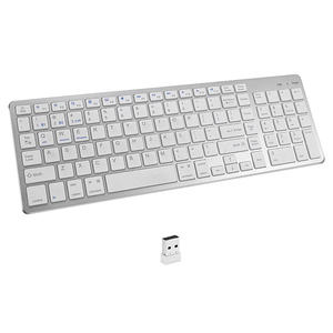 Combo de teclado y ratón inalámbricos recargables con retroiluminación, ratón con función Jiggler, teclado ultrafino, juego de teclado y ratón para computadora portátil - Product Image 2