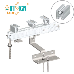 ระบบติดตั้งแผงโซลาร์เซลล์บนหลังคาแบบครบชุด, รางอลูมิเนียม SR พร้อมตะขอและตัวหนีบสแตนเลส, ชุดอุปกรณ์ติดตั้งแผงโซลาร์เซลล์ |   อาร์ตไซน์ - Product Image 1