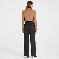 Veste Courte en Tweed Élégante pour Femme avec Logo Personnalisé OEM, Col Cranté, Coupe Ajustée, Manteau Court Décontracté pour le Bureau, Vêtement d'Extérieur, Vente Directe Usine
