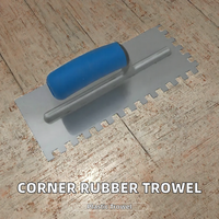 Truelle de plâtrage à manche en caoutchouc, truelle dentelée avec lame de 4 1/2 pouces, outils de construction, couteau de construction