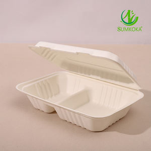 SUMKOKA, superventas, biodegradable, contenedor de embalaje de concha blanca de 9x6 pulgadas, bagazo de caña de azúcar, pulpa de papel, fiambrera para llevar - Product Image 3